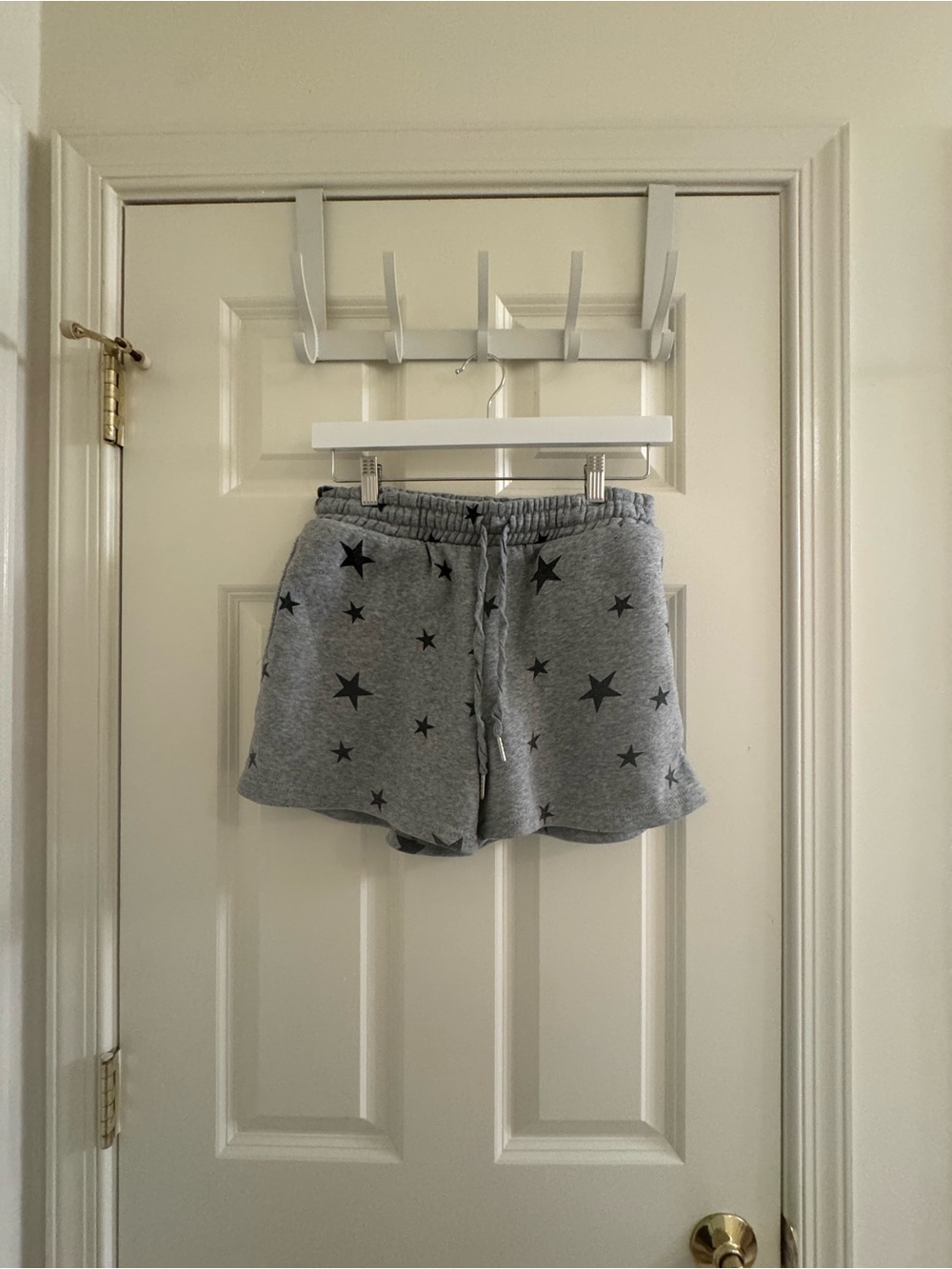 Grey Star Print Shorts with Drawstring